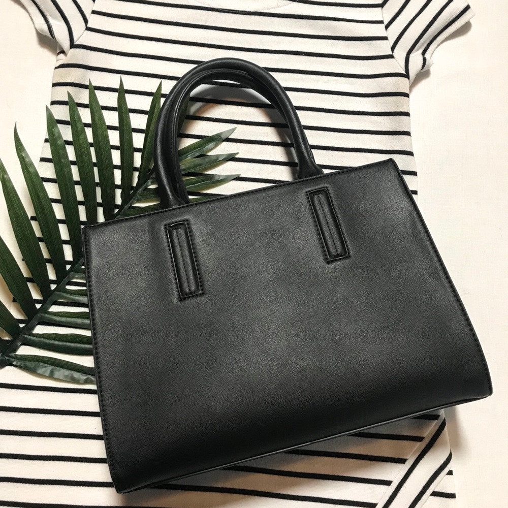 Black Faux Leather Cross Body Bag